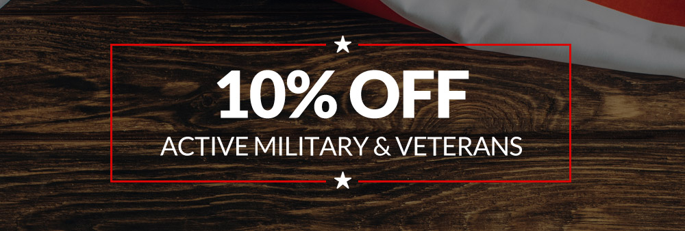 10% off products and services for active military and veterans