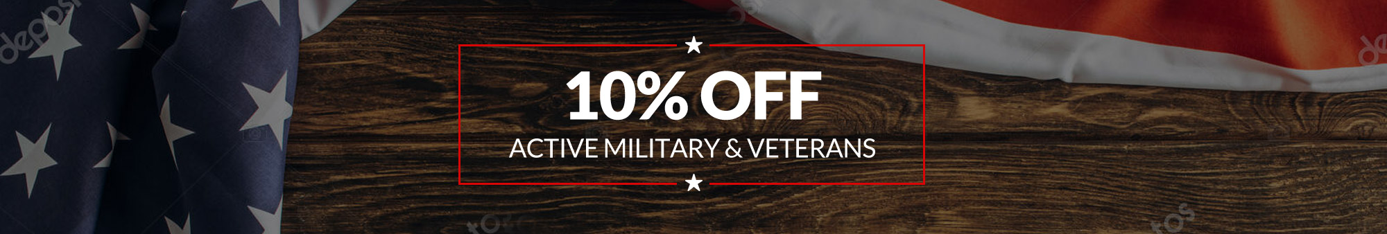 10% off products and services for active military and veterans